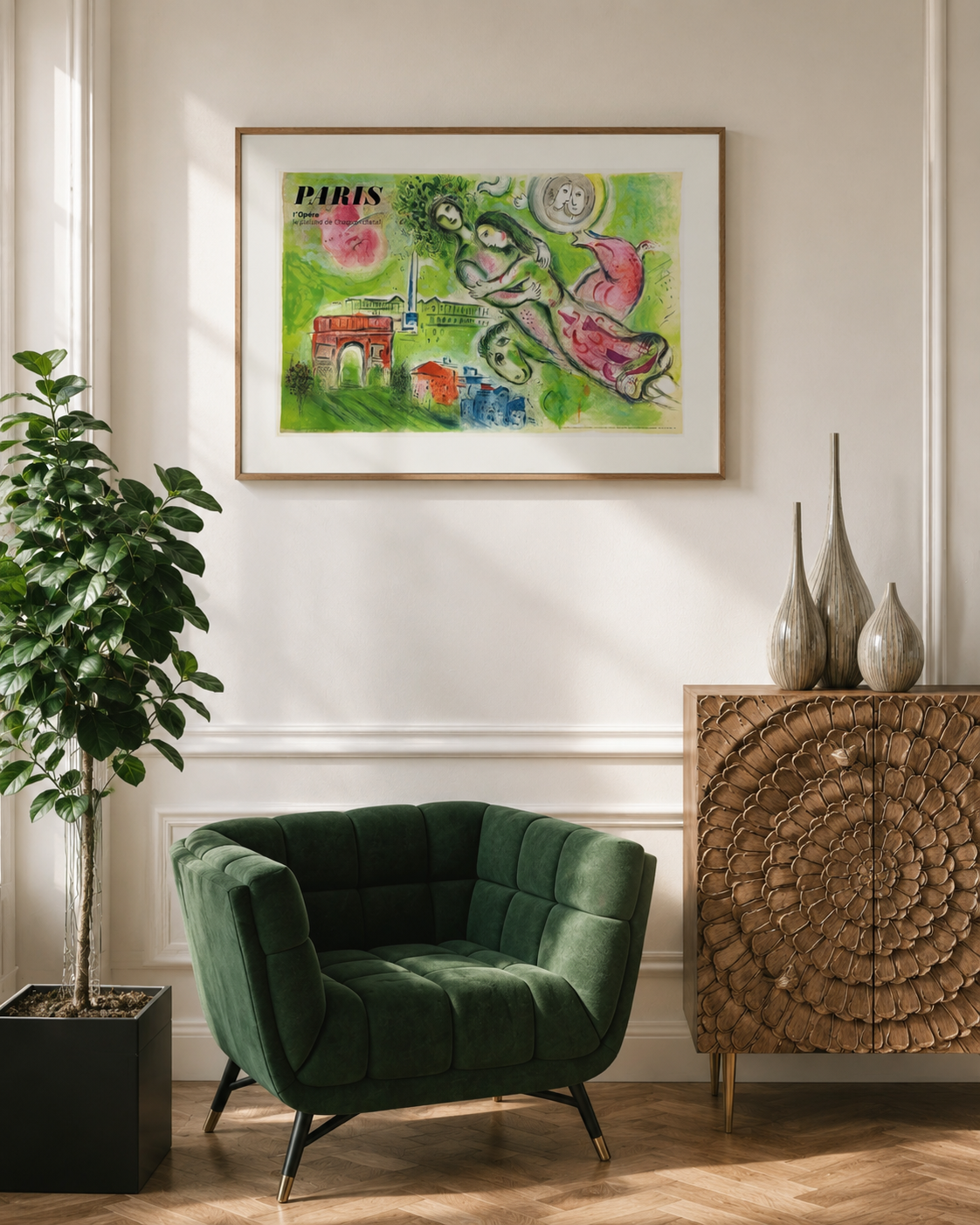 Marc CHAGALL, "Expos 64 - Paris l'Opéra - Le plafond de Chagall' (d'après), 1965