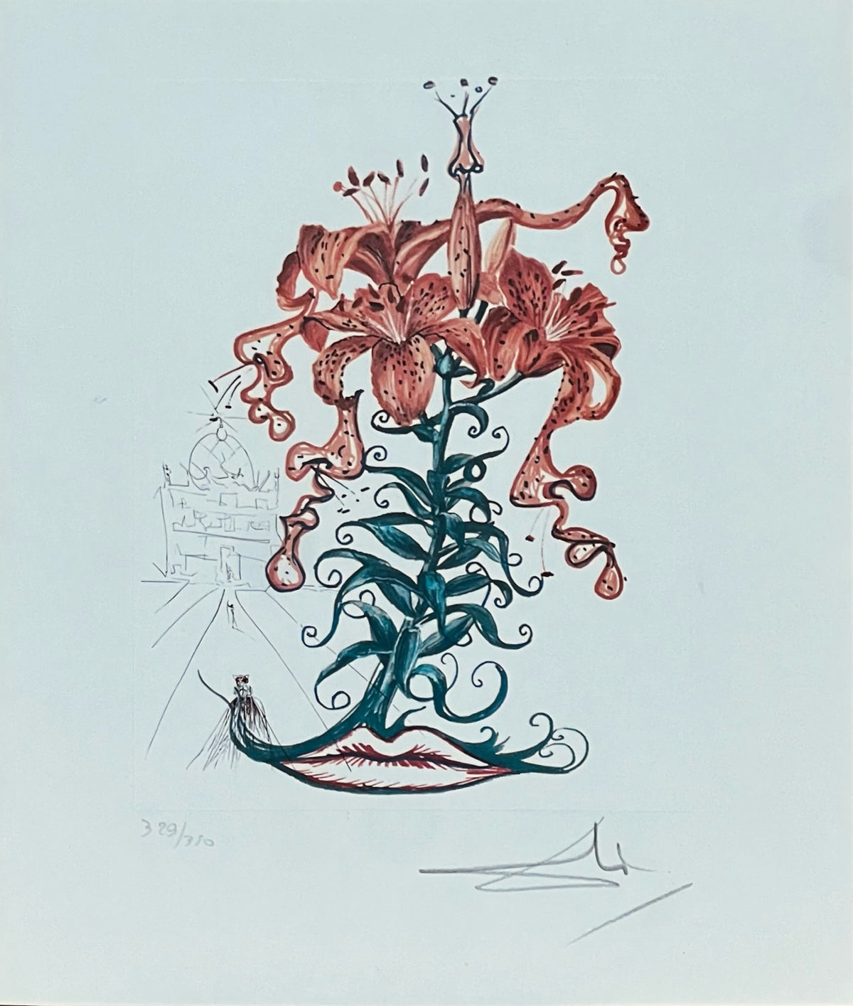 Salvador DALI, "Surrealist Flowers - Tiger lilies of the Theatre", 1972